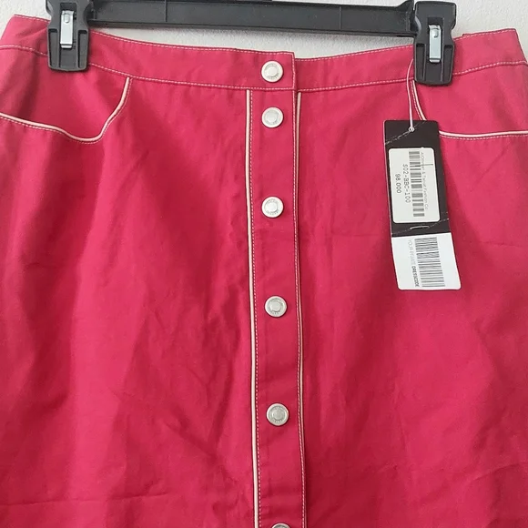 *FINAL* NWT Betty Barclay Red Button-Down Midi Skirt - Picture 3 of 6